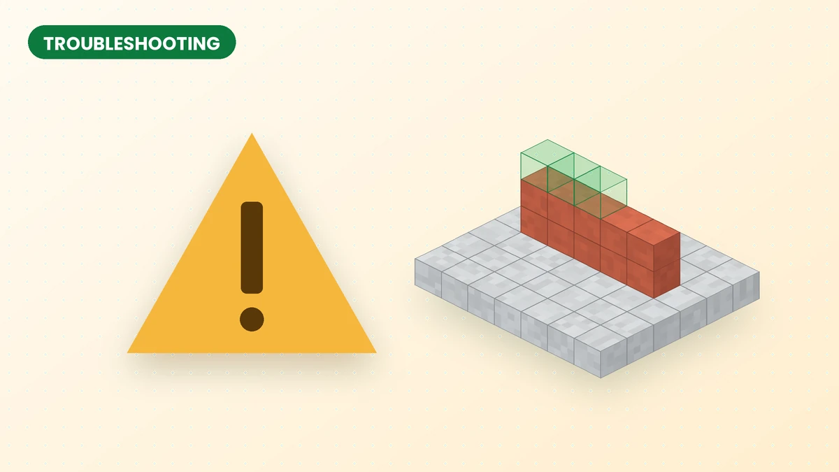 Warning sign beside a half-finished brick wall, representing Effortless Building troubleshooting