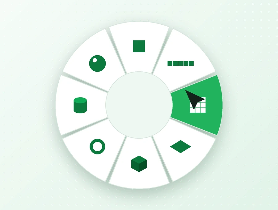 Radial build mode menu with the wall mode highlighted