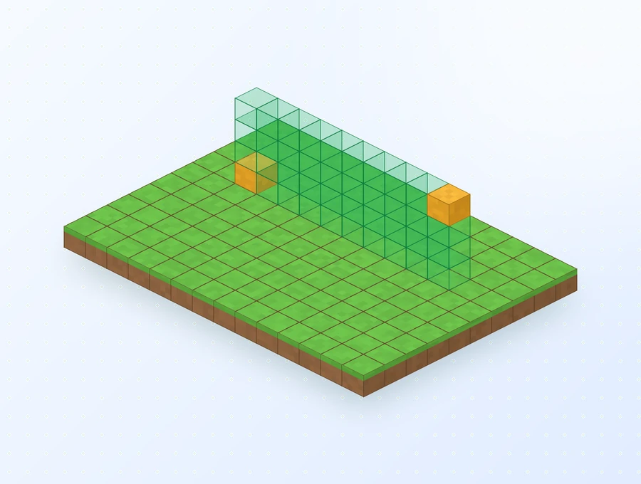 Ghost preview of a wall between two marked corner points
